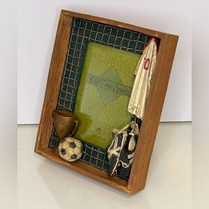 Vintage Russ Berrie Photo Frame Sports Soccer Gift 3D Picture Frame Fits 5”x3.5”